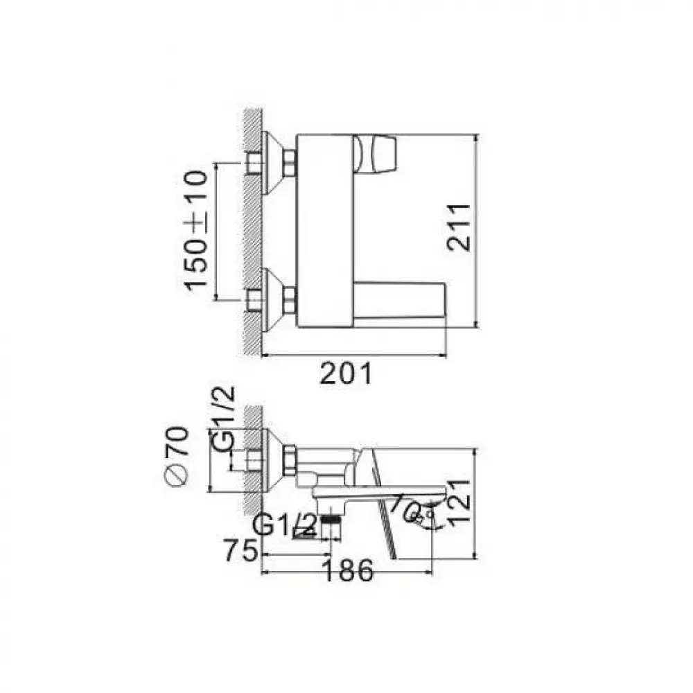 Смеситель для ванны Belz B60533, хром