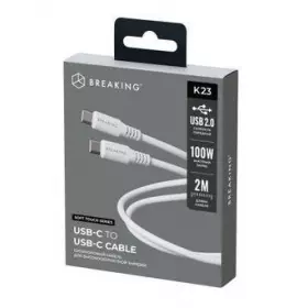 Кабель Breaking Soft Touch K23, 2USB-C 100W, 5.0A 2м (белый) 21356