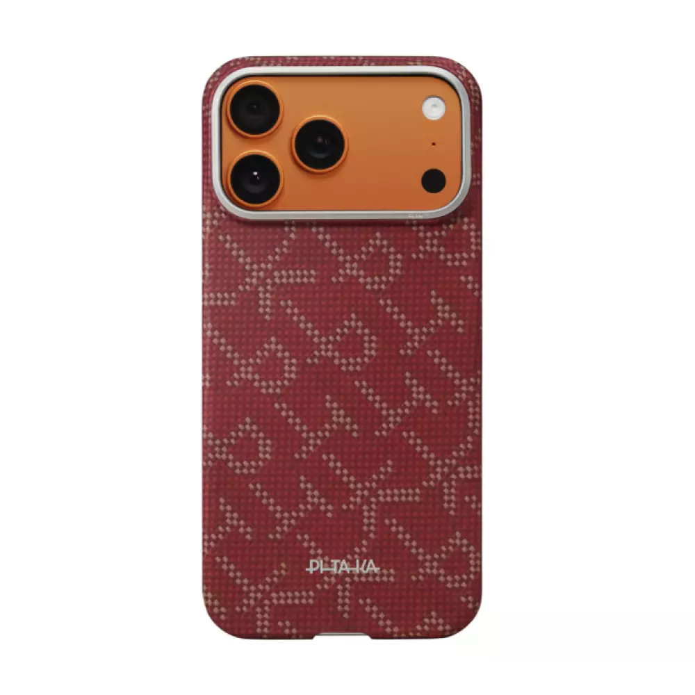 Чехол  Pitaka Monogram iPhone 17 Pro gold red