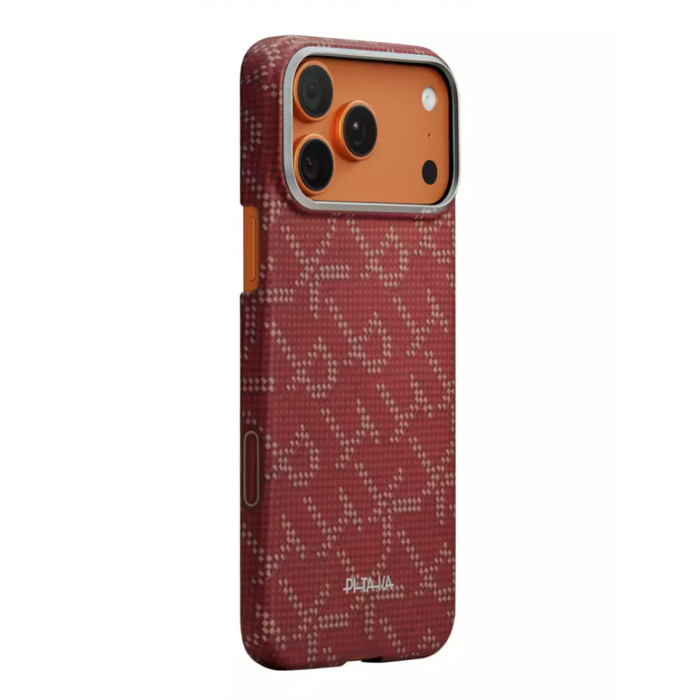 Чехол  Pitaka Monogram iPhone 17 Pro gold red