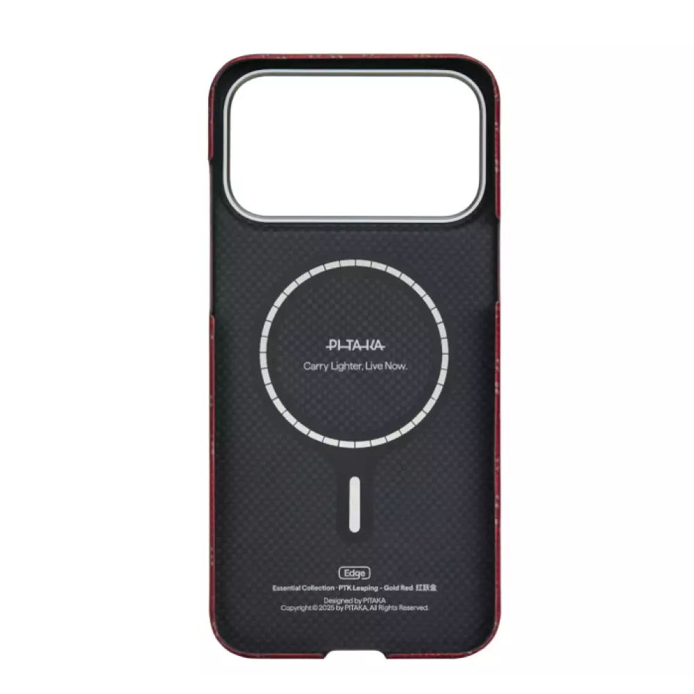 Чехол  Pitaka Monogram iPhone 17 Pro gold red