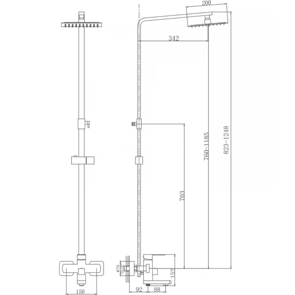 Душевая система Haiba HB25803-3 оружейная сталь (нержавейка)