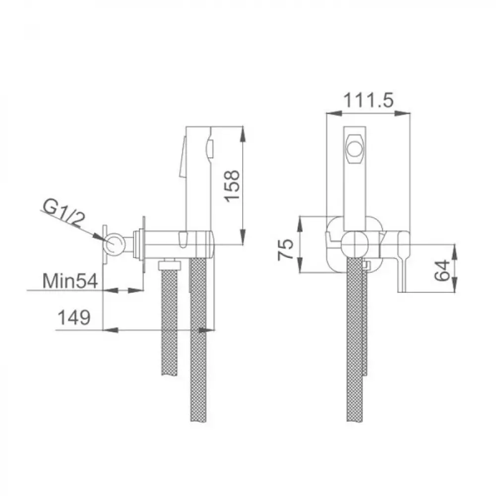 Гигиенический душ Haiba HB5518-3 со смесителем оружейная сталь