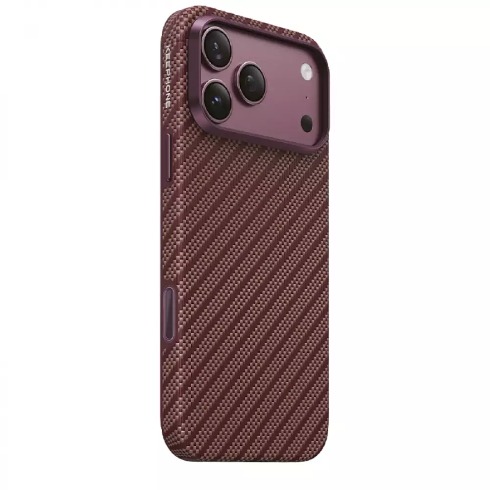 Чехол Keephone Mono Aramid Fiber MagSafe iPhone 17/18 Pro Max бордовый